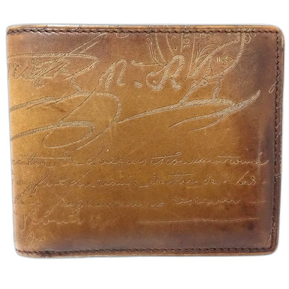 【中古】Berluti ベルルッティ 札入れ カリグラフィ コンパクトフラップウォレット レザー ブラウン メンズ /182017