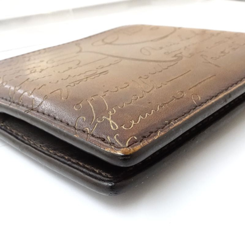 【中古】Berluti ベルルッティ 札入れ カリグラフィ コンパクトフラップウォレット レザー ブラウン メンズ /182017