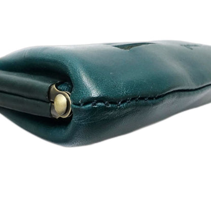 【中古】genten ゲンテン コインケース 43962 cut work カットワーク がま口コインパース レザー グリーン レディース /182019