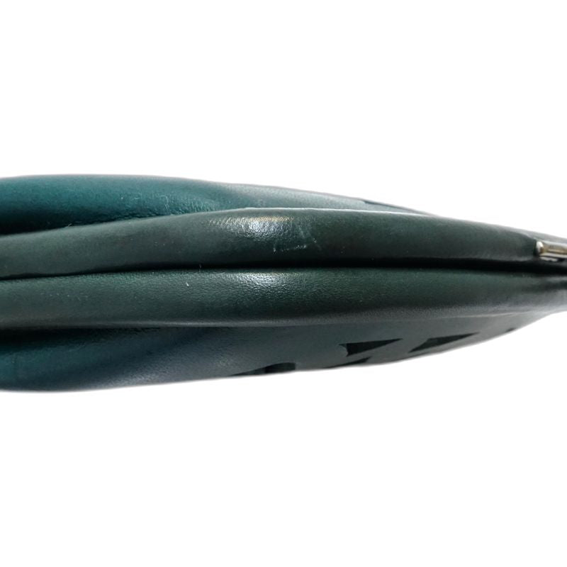 【中古】genten ゲンテン コインケース 43962 cut work カットワーク がま口コインパース レザー グリーン レディース /182019