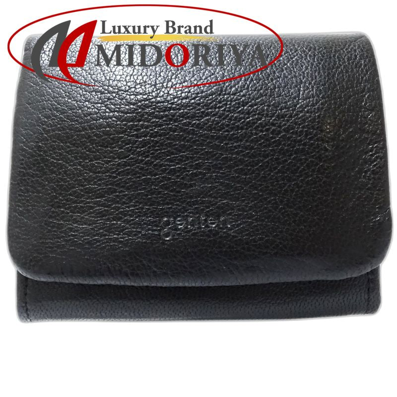 【中古】genten ゲンテン 二つ折り財布 40681 ゴートベーシック コンパクトフラップウォレット レザー ブラック レディース /182020