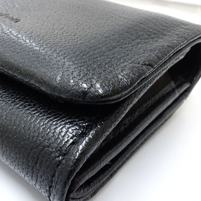 【中古】genten ゲンテン 二つ折り財布 40681 ゴートベーシック コンパクトフラップウォレット レザー ブラック レディース /182020
