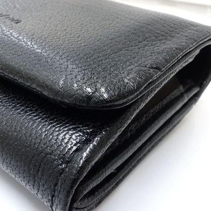 【中古】genten ゲンテン 二つ折り財布 40681 ゴートベーシック コンパクトフラップウォレット レザー ブラック レディース /182020