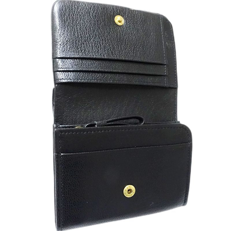 【中古】genten ゲンテン 二つ折り財布 40681 ゴートベーシック コンパクトフラップウォレット レザー ブラック レディース /182020