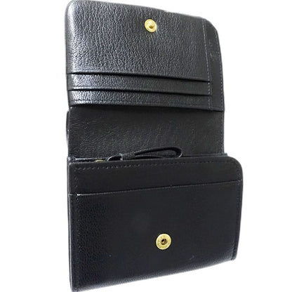 【中古】genten ゲンテン 二つ折り財布 40681 ゴートベーシック コンパクトフラップウォレット レザー ブラック レディース /182020