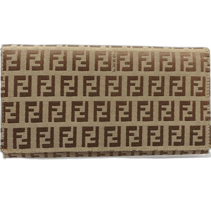 【中古】FENDI フェンディ 長財布 8 ズッカ ロングフラップウォレット キャンバス ブラウン レディース /182021