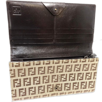 【中古】FENDI フェンディ 長財布 8 ズッカ ロングフラップウォレット キャンバス ブラウン レディース /182021