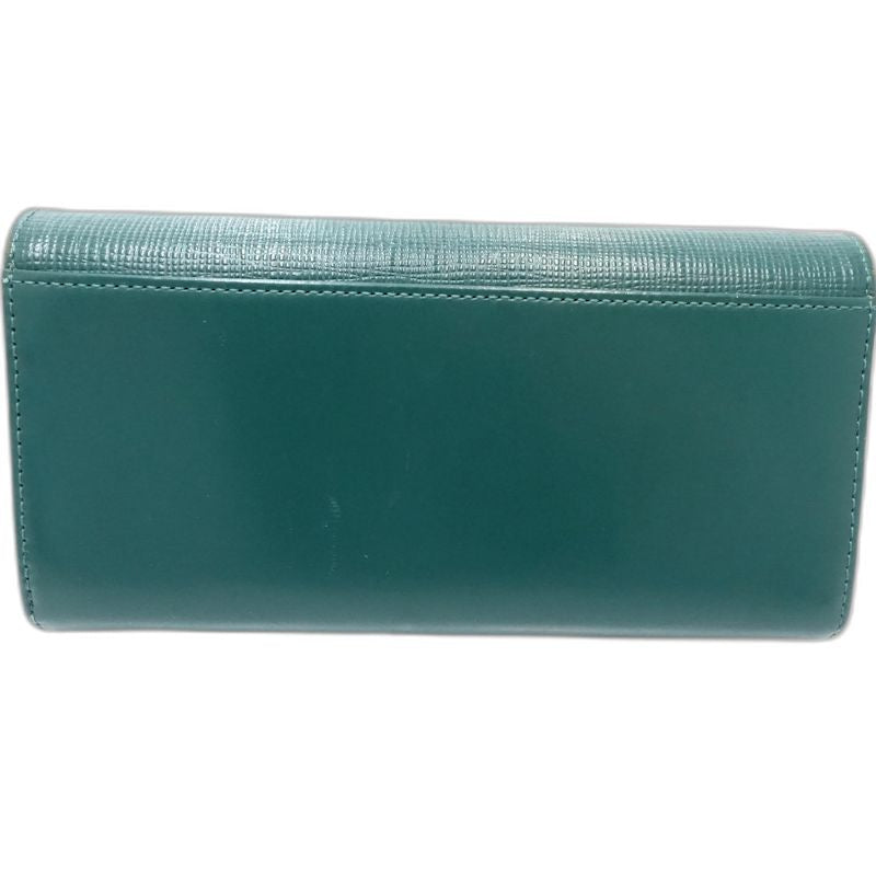 【中古】agnes b. アニエスベー 長財布 ロングフラップウォレット レザー グリーン レディース /182023