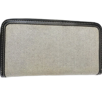 【中古】BURBERRY バーバリー 長財布 ラウンドファスナー キャンバスxレザー ブラック ホワイト レディース /182027
