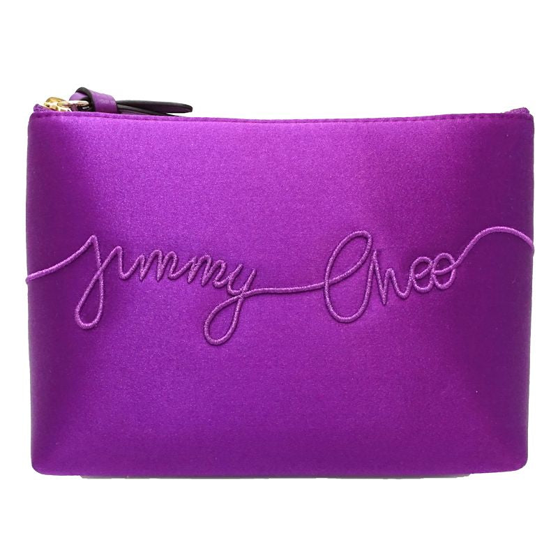JIMMY CHOO ジミーチュウ ポーチ ライナ RAINA ロゴ サテン パープル レディース/182030【中古】