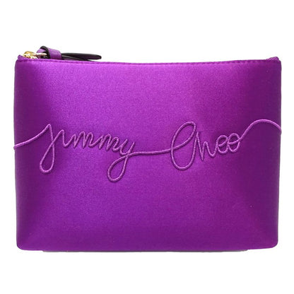 JIMMY CHOO ジミーチュウ ポーチ ライナ RAINA ロゴ サテン パープル レディース/182030【中古】