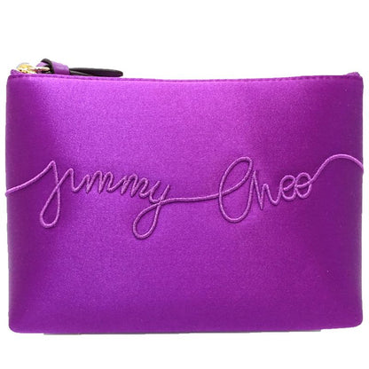 JIMMY CHOO ジミーチュウ ポーチ ライナ RAINA ロゴ サテン パープル レディース/182030【中古】