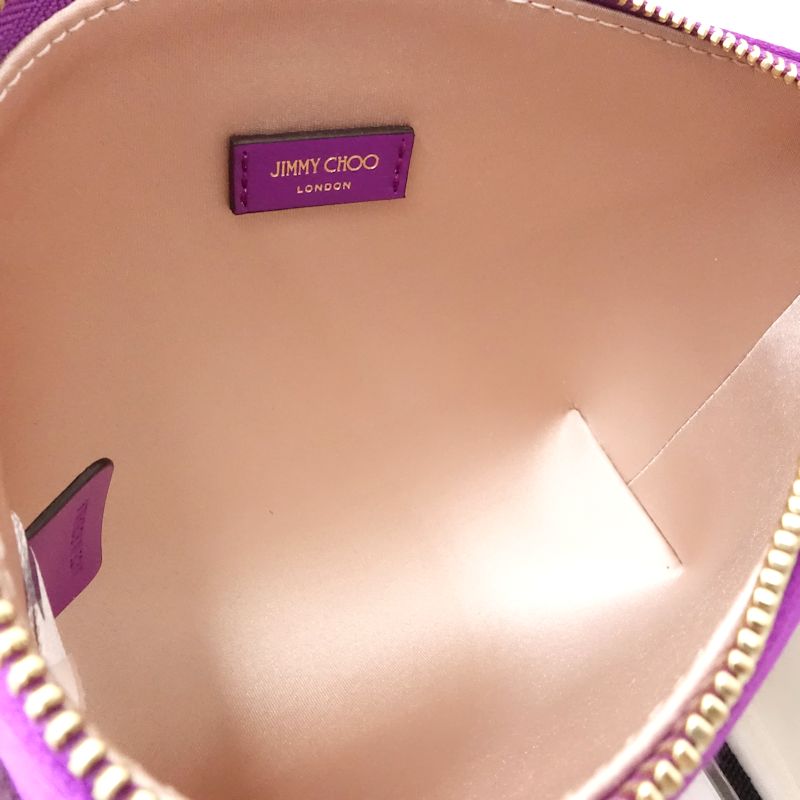 JIMMY CHOO ジミーチュウ ポーチ ライナ RAINA ロゴ サテン パープル レディース/182030【中古】