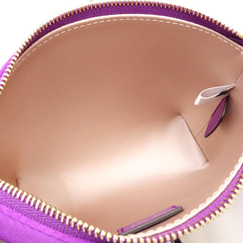 JIMMY CHOO ジミーチュウ ポーチ ライナ RAINA ロゴ サテン パープル レディース/182030【中古】