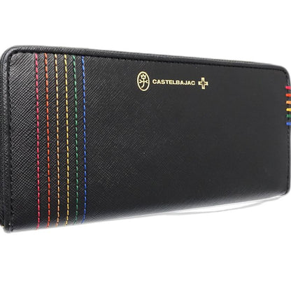 【中古】CASTELBAJAC カステルバジャック長財布 027605 シェスト ラウンドファスナー レザー ブラック マルチカラー レディース /182034
