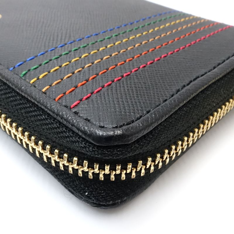 【中古】CASTELBAJAC カステルバジャック長財布 027605 シェスト ラウンドファスナー レザー ブラック マルチカラー レディース /182034
