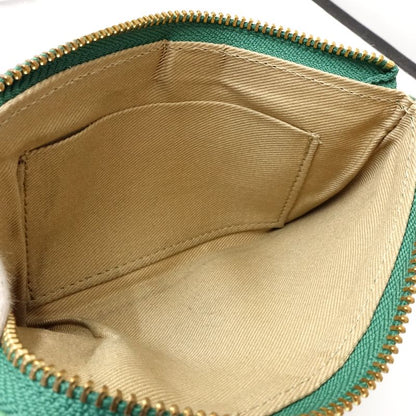 【中古】CLEDRAN クレドラン二つ折り財布 L字ファスナー コンパクトウォレット レザー グリーン レディース /182036