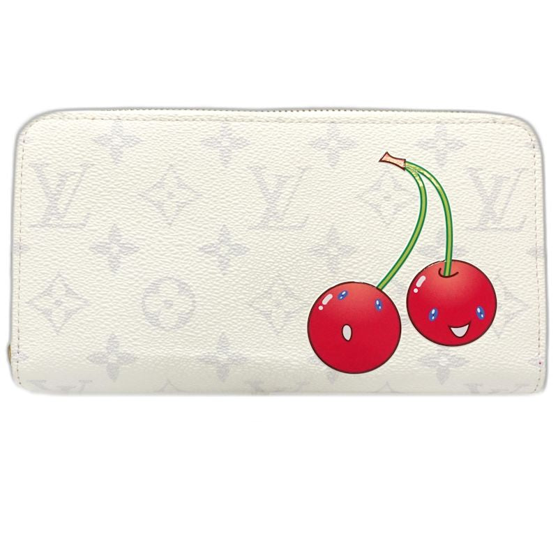 【中古】LOUIS VUITTON ルイヴィトン 長財布 M14240 LVｘTMジッピーウォレット モノグラム チェリー ホワイト スリーズ レディース /182048