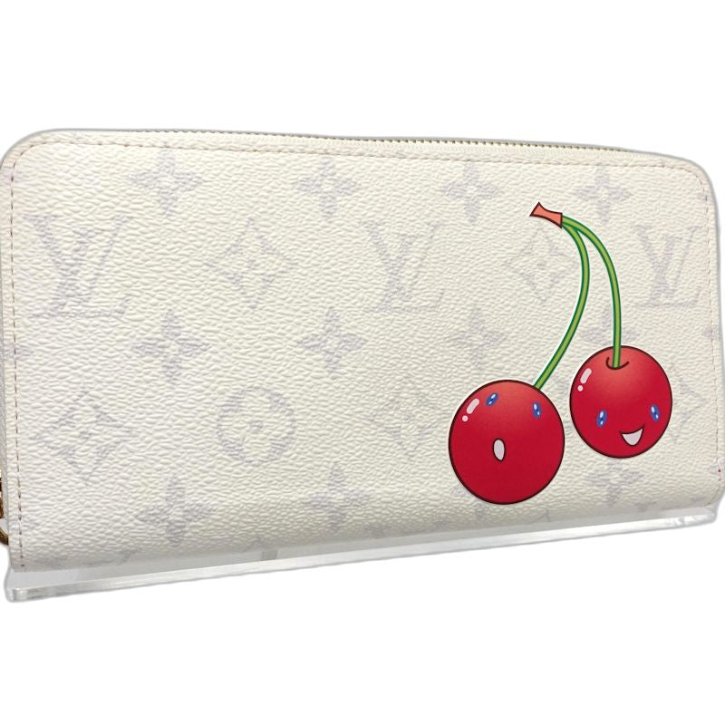【中古】LOUIS VUITTON ルイヴィトン 長財布 M14240 LVｘTMジッピーウォレット モノグラム チェリー ホワイト スリーズ レディース /182048