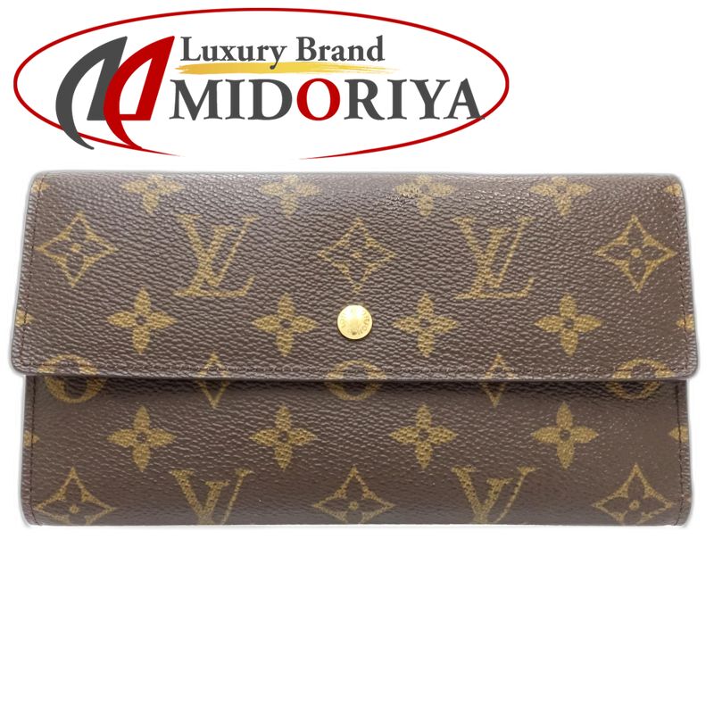 【中古】LOUIS VUITTON ルイヴィトン モノグラム 長財布 M61217 ポルトフォイユ インターナショナル ブラウン レディース /182052