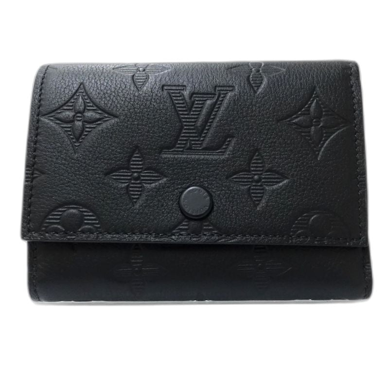 【中古】LOUIS VUITTON ルイヴィトン 三つ折り財布 M12635 ヴィクターウォレット モノグラム シャドウ ノワール レディース /182055