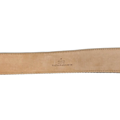 GUCCI グッチ ベルト インターロッキングG 114876 85･34 レザー ピンク グレー レディース/188651【中古】