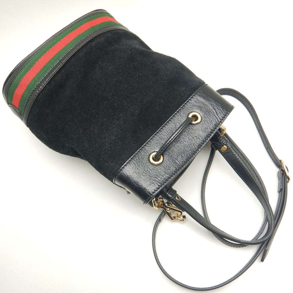 GUCCI グッチ スモールバケットバッグ 550621 ショルダーバッグ 2WAY オフィディア スエードxパテントレザー ブラック レディース/250612【中古】