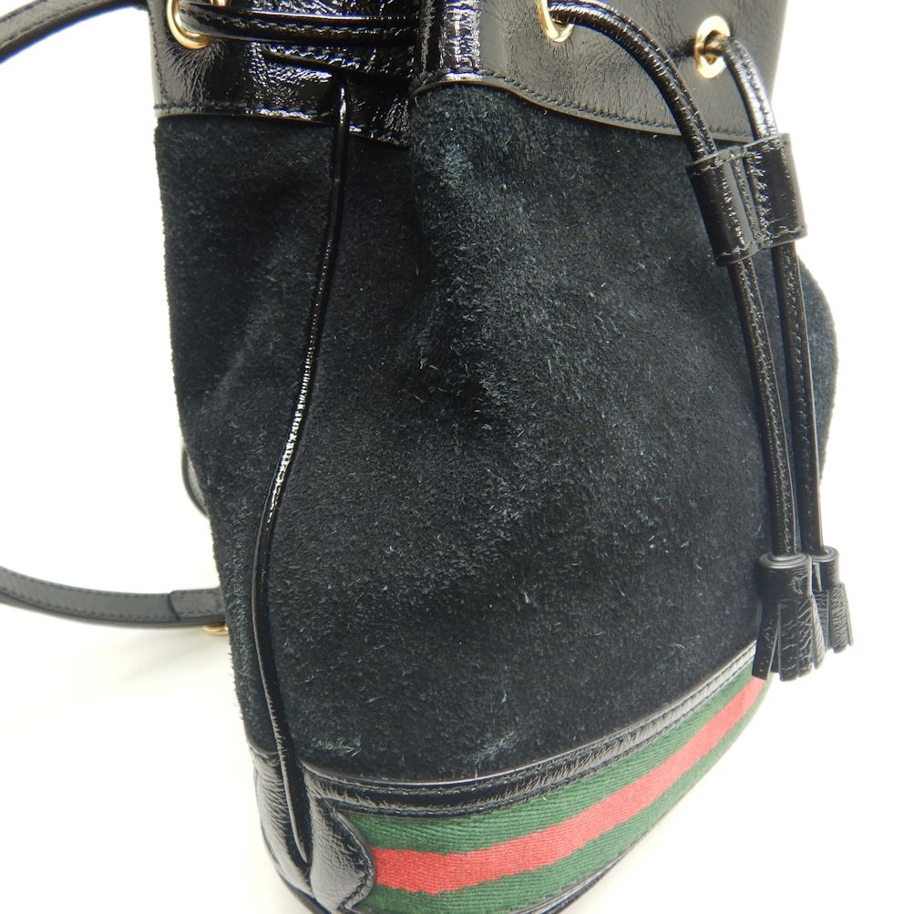 GUCCI グッチ スモールバケットバッグ 550621 ショルダーバッグ 2WAY オフィディア スエードxパテントレザー ブラック レディース/250612【中古】