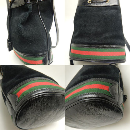 GUCCI グッチ スモールバケットバッグ 550621 ショルダーバッグ 2WAY オフィディア スエードxパテントレザー ブラック レディース/250612【中古】