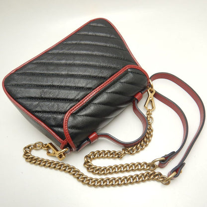 GUCCI グッチ ミニトップハンドルバッグ 583571 ハンドバッグ GGマーモント キルティングスモール レザー ブラック レッド レディース/250811【中古】