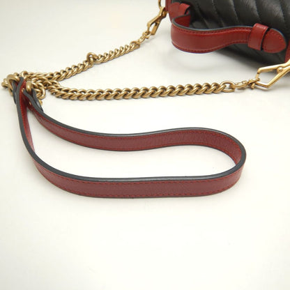 GUCCI グッチ ミニトップハンドルバッグ 583571 ハンドバッグ GGマーモント キルティングスモール レザー ブラック レッド レディース/250811【中古】