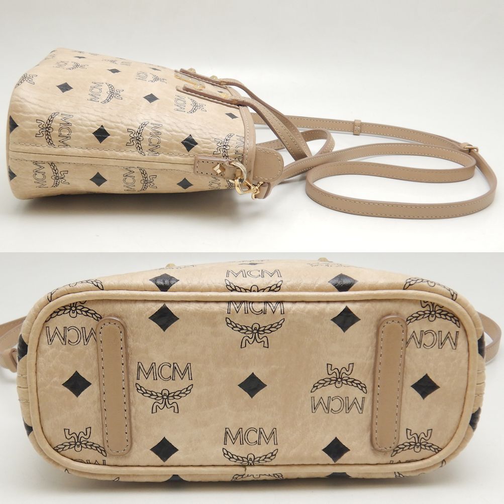 MCM エムシーエム ヴィセトス 2WAY ハンドバッグ PVCコーティングキャンバス ベージュ/252327【中古】