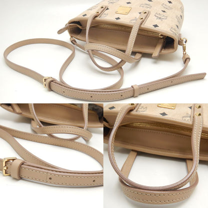 MCM エムシーエム ヴィセトス 2WAY ハンドバッグ PVCコーティングキャンバス ベージュ/252327【中古】