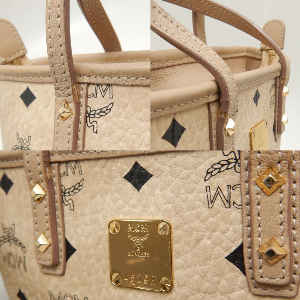 MCM エムシーエム ヴィセトス 2WAY ハンドバッグ PVCコーティングキャンバス ベージュ/252327【中古】