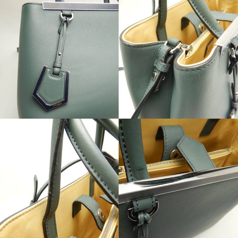 FENDI フェンディ プチトゥージュール 8BH253 ハンドバッグ 2WAY レザー カーキ イエロー/252437【中古】