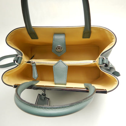 FENDI フェンディ プチトゥージュール 8BH253 ハンドバッグ 2WAY レザー カーキ イエロー/252437【中古】