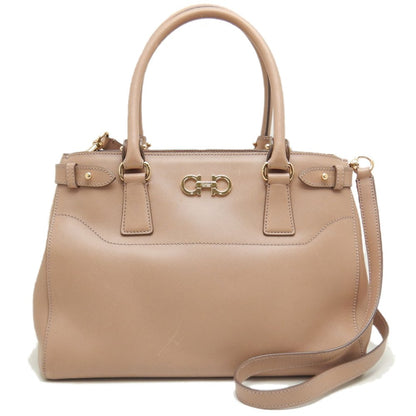 Salvatore Ferragamo サルヴァトーレフェラガモ GG-21D940 トートバッグ ガンチーニ 2WAY サフィアーノレザー ピンクベージュ/252525【中古】