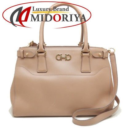 Salvatore Ferragamo サルヴァトーレフェラガモ GG-21D940 トートバッグ ガンチーニ 2WAY サフィアーノレザー ピンクベージュ/252525【中古】