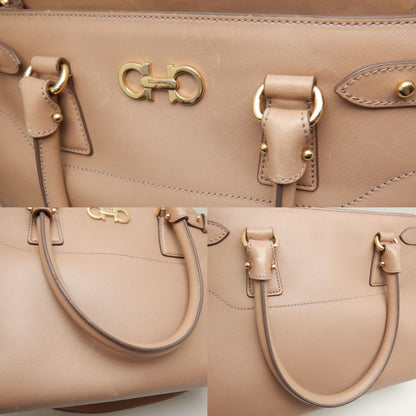 Salvatore Ferragamo サルヴァトーレフェラガモ GG-21D940 トートバッグ ガンチーニ 2WAY サフィアーノレザー ピンクベージュ/252525【中古】