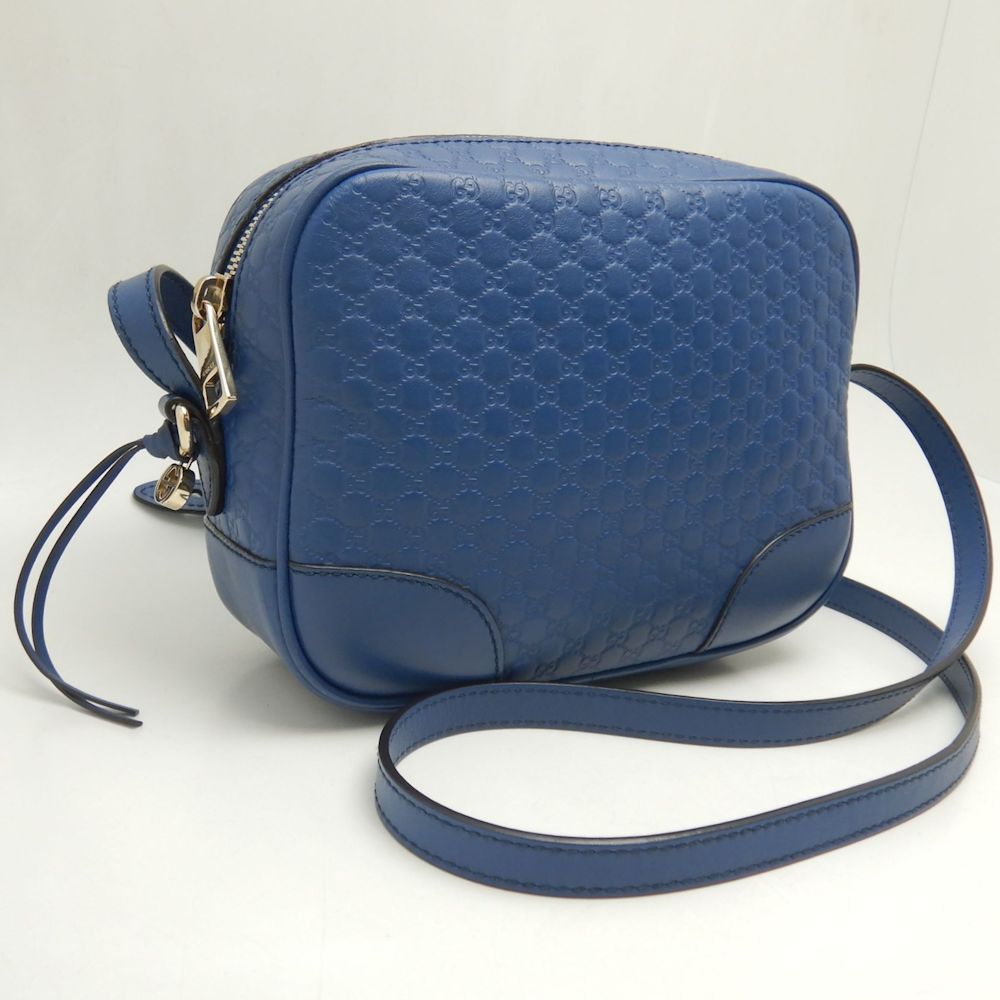 GUCCI グッチ 449413 ショルダーバッグ マイクログッチシマ カーフ ブルー アウトレット/252538【中古】