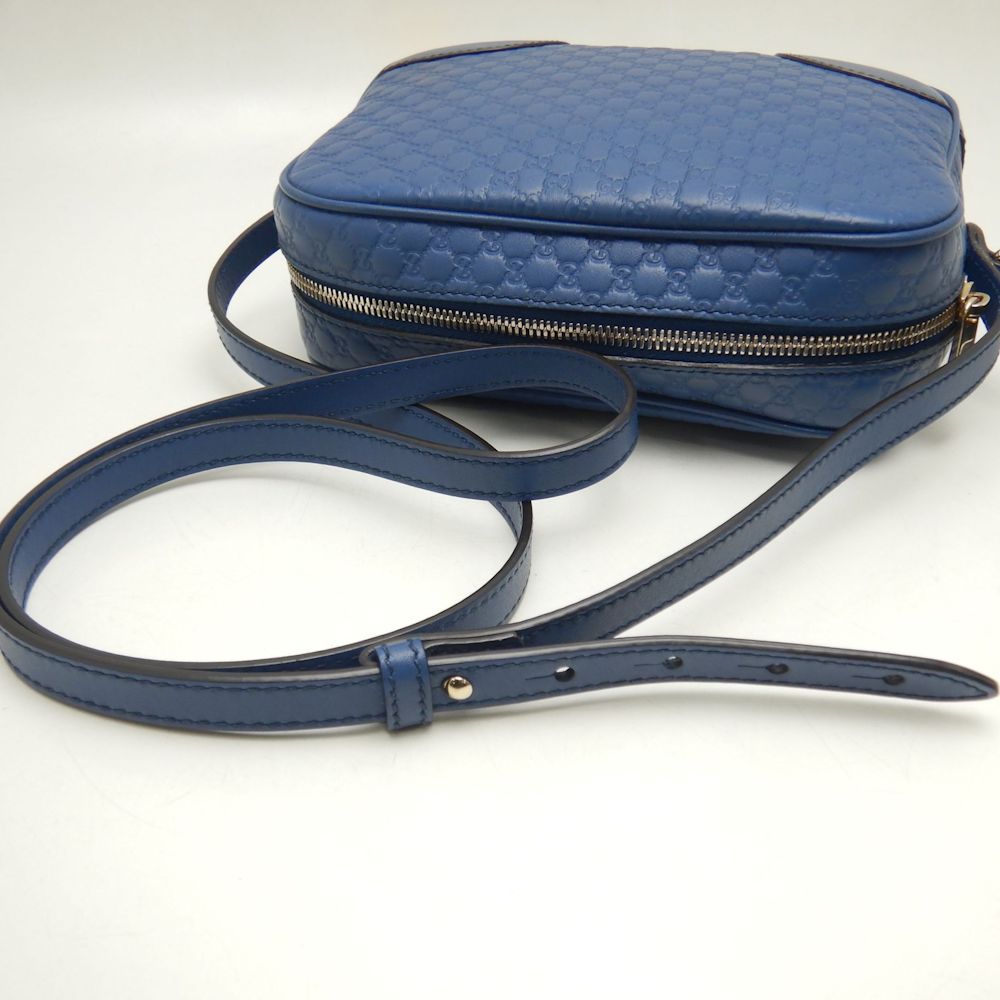 GUCCI グッチ 449413 ショルダーバッグ マイクログッチシマ カーフ ブルー アウトレット/252538【中古】