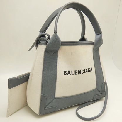 BALENCIAGA バレンシアガ カバスXS 390346 ハンドバッグ キャンバスxカーフ アイボリー グレー/252935【中古】
