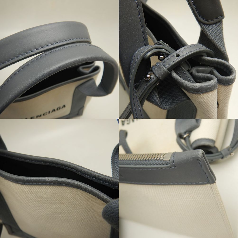 BALENCIAGA バレンシアガ カバスXS 390346 ハンドバッグ キャンバスxカーフ アイボリー グレー/252935【中古】