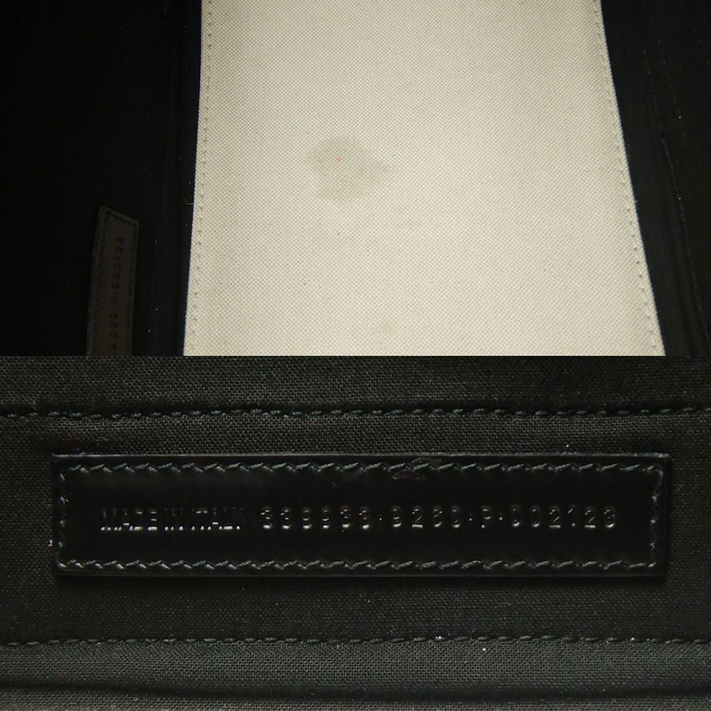 BALENCIAGA バレンシアガ ネイビ－カバスS 339933 トートバッグ キャンバスxレザー アイボリー ブラック/253003【中古】
