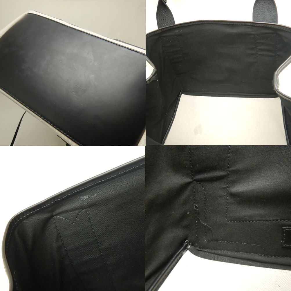 BALENCIAGA バレンシアガ ネイビ－カバスS 339933 トートバッグ キャンバスxレザー アイボリー ブラック/253003【中古】