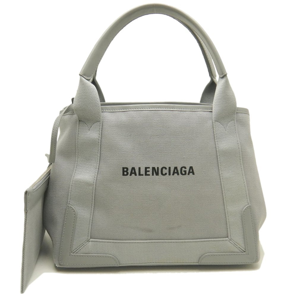 BALENCIAGA バレンシアガ カバス 339933 ハンドバッグ キャンバスxレザー グレー レディース /253063【中古】