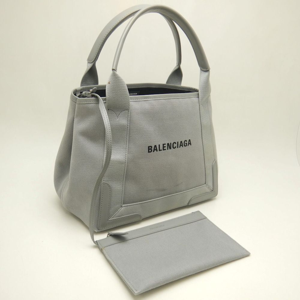 BALENCIAGA バレンシアガ カバス 339933 ハンドバッグ キャンバスxレザー グレー レディース /253063【中古】