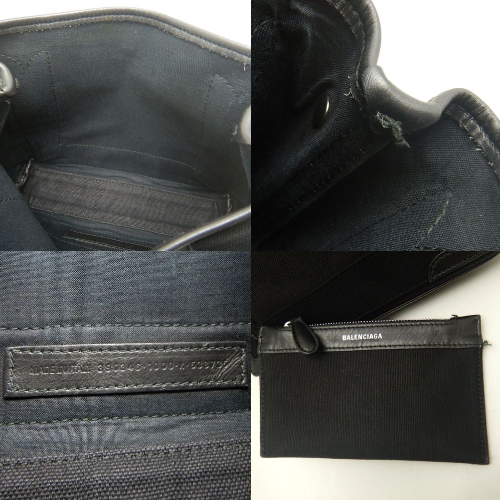 BALENCIAGA バレンシアガ カバスXS 2WAY 390346 トートバッグ キャンバスxレザー ブラック レディース /253200【中古】