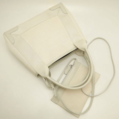 BALENCIAGA バレンシアガ ネイビーカバスXS 390346 ハンドバッグ キャンバスxカーフ アイボリー レディース /253268【中古】