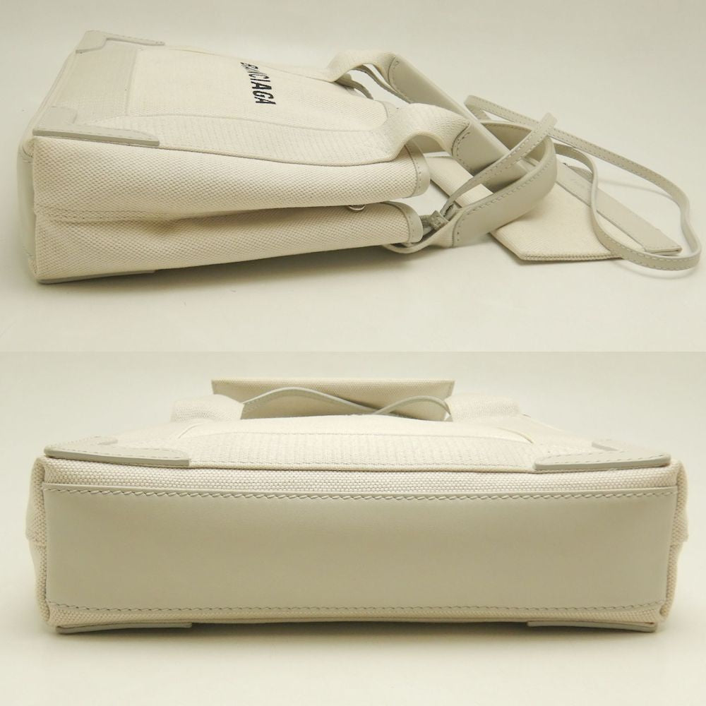 BALENCIAGA バレンシアガ ネイビーカバスXS 390346 ハンドバッグ キャンバスxカーフ アイボリー レディース /253268【中古】